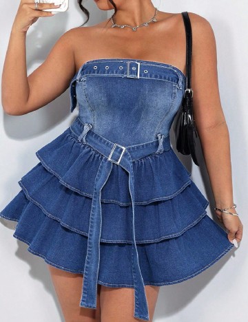 Rochie scurta SHEIN CURVE, albastru