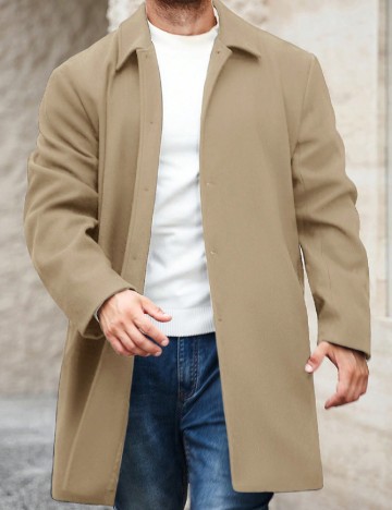 Palton SHEIN Plus Size Men, bej