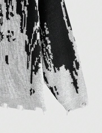 Pulover SHEIN Plus Size Men, negru/gri