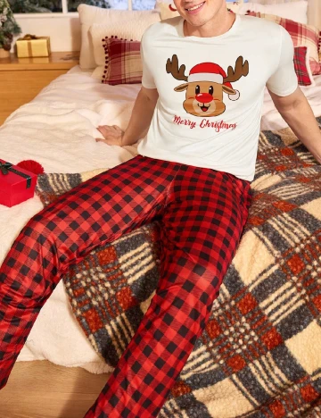 Pijama SHEIN, rosu/crem