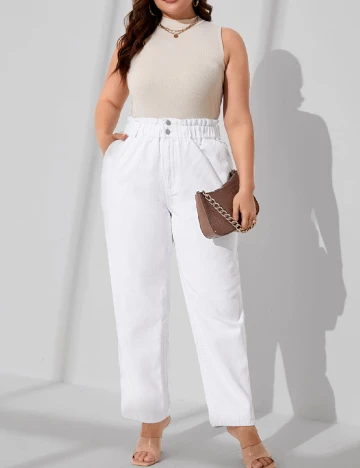 Blugi SHEIN CURVE, alb