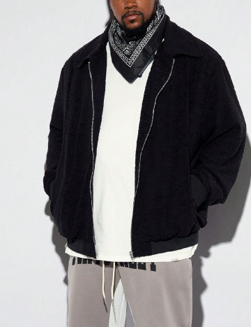 Jacheta SHEIN Plus Size Men, negru