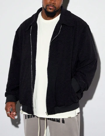 Jacheta SHEIN Plus Size Men, negru