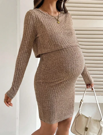 Rochie scurta SHEIN Maternity, maro