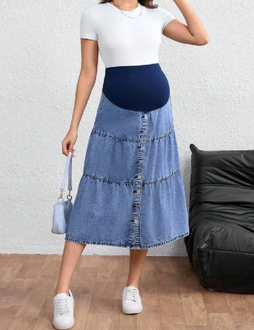 Fusta SHEIN Maternity, albastru