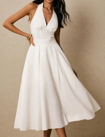 Rochie medie Poeselle, alb