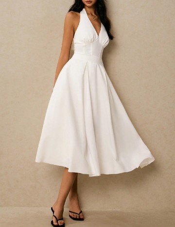 Rochie medie Poeselle, alb