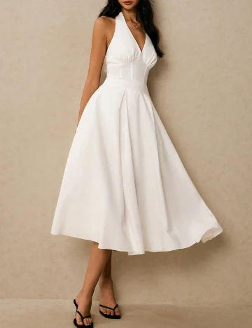 Rochie medie Poeselle, alb