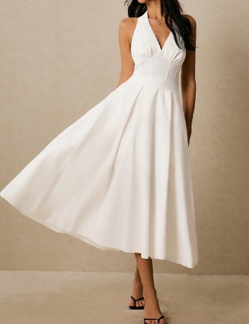 Rochie medie Poeselle, alb