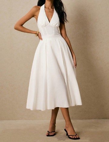 Rochie medie Poeselle, alb