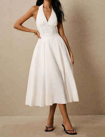 Rochie medie Poeselle, alb