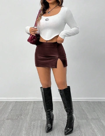 Fusta SHEIN CURVE, visiniu