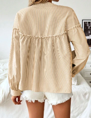 Camasa SHEIN, maro/alb