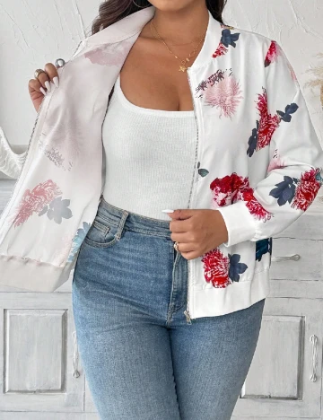 Jacheta SHEIN CURVE, alb