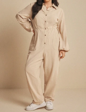 Salopeta SHEIN CURVE, crem