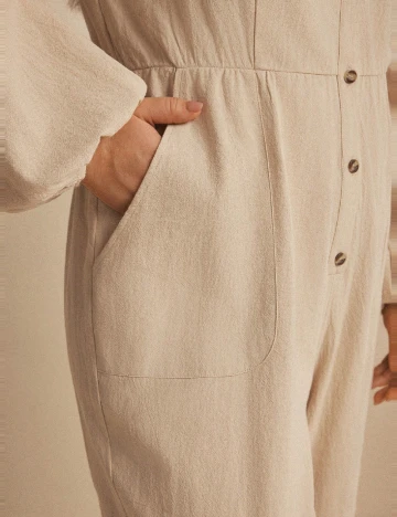 Salopeta SHEIN CURVE, crem