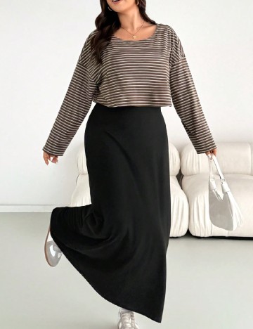 
						Compleu SHEIN CURVE, maro/negru