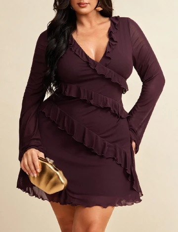 Rochie scurta SHEIN CURVE, pruna