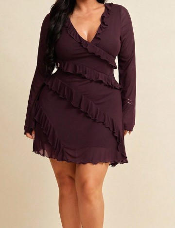 Rochie scurta SHEIN CURVE, pruna