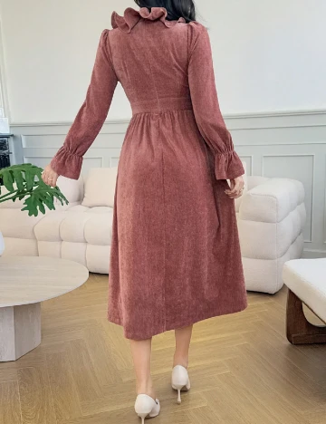 Rochie medie Dazy, roz pudra inchis