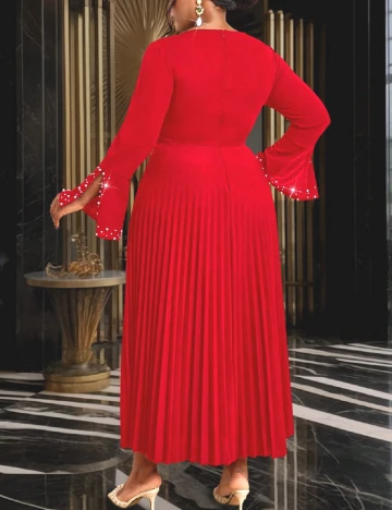 Rochie lunga Aomei Plus Size, rosu