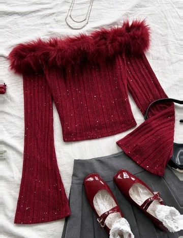 Top SHEIN CURVE, rosu