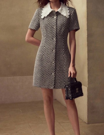 
						Rochie scurta MOTF, alb/negru