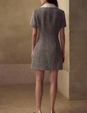 Rochie scurta MOTF, alb/negru