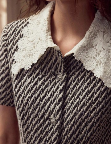 Rochie scurta MOTF, alb/negru