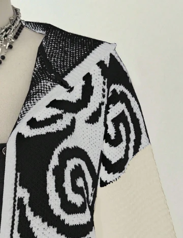 Cardigan SHEIN CURVE, alb/negru