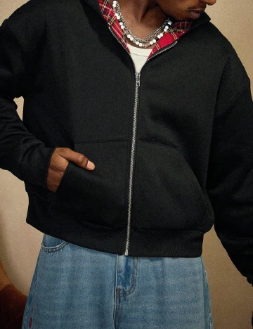 Jacheta reversibila SHEIN, negru/rosu