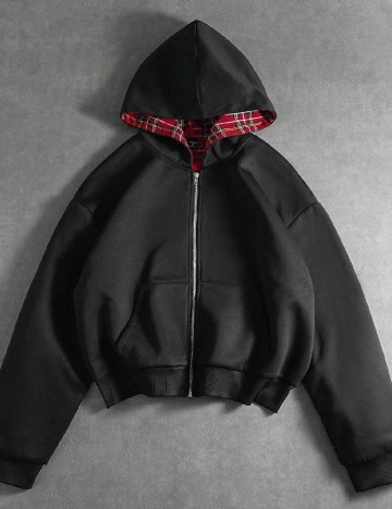 Jacheta reversibila SHEIN, negru/rosu