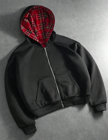 Jacheta reversibila SHEIN, negru/rosu