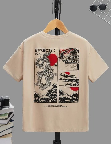 Tricou Shein Kids, crem