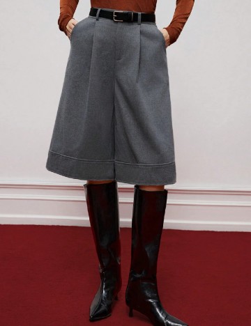 Pantaloni trei sferturi SHEIN, gri