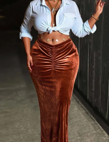 Fusta SHEIN CURVE, maro