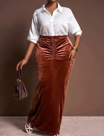 Fusta SHEIN CURVE, maro