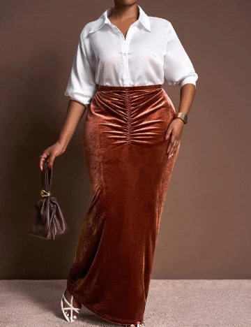 Fusta SHEIN CURVE, maro