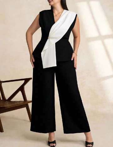 Compleu SHEIN CURVE, negru/alb