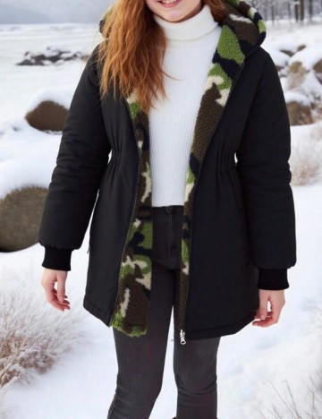 
						Geaca reversibila Shein Kids, negru