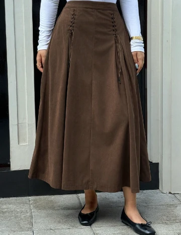 Fusta Dazy Plus Size, maro