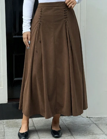 Fusta Dazy Plus Size, maro