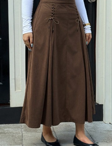 Fusta Dazy Plus Size, maro