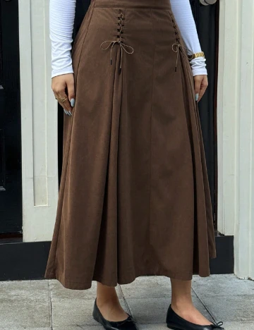 Fusta Dazy Plus Size, maro