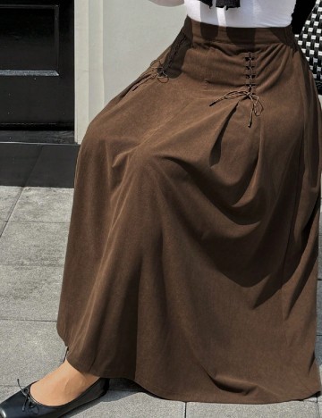 Fusta Dazy Plus Size, maro