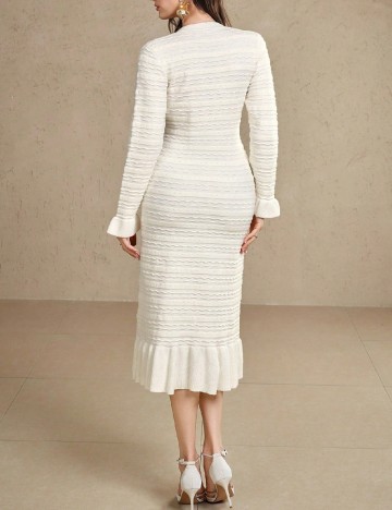 Rochie medie Dazy, ecru