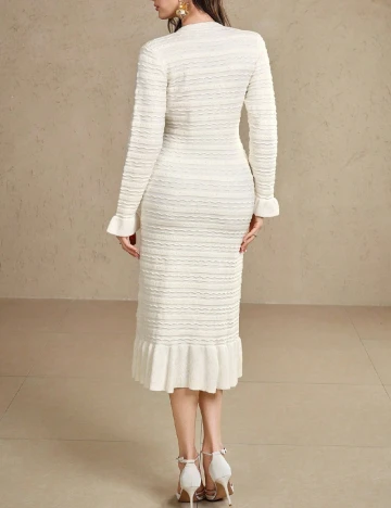 Rochie medie Dazy, ecru