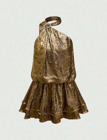 
						Rochie scurta Romwe, auriu