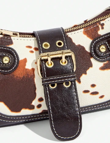 Geanta SHEIN, maro/alb