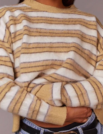 Pulover SHEIN, galben/alb